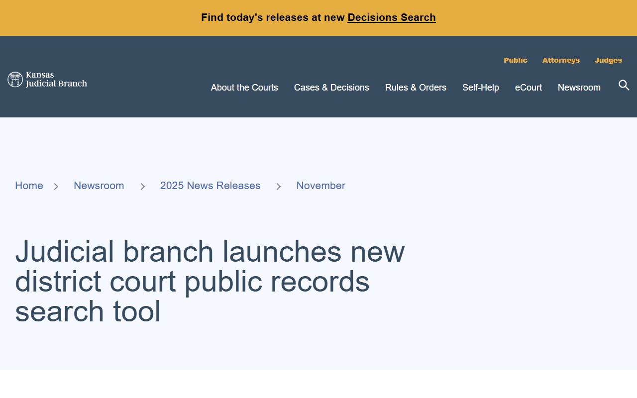 Harper County court dockets Kansas CaseSearch launch announcement