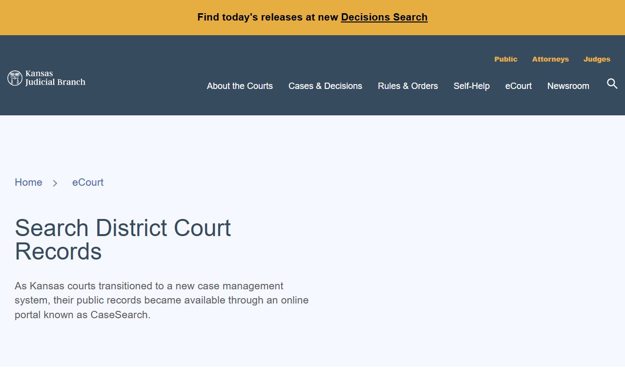 Harper County court records Kansas district court records access page