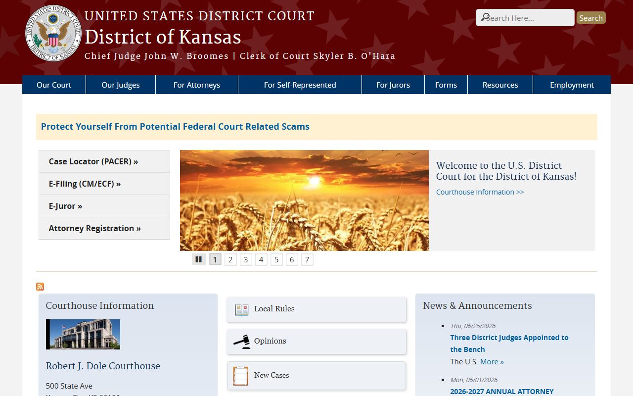 Harper County District Court records U.S. District Court District of Kansas