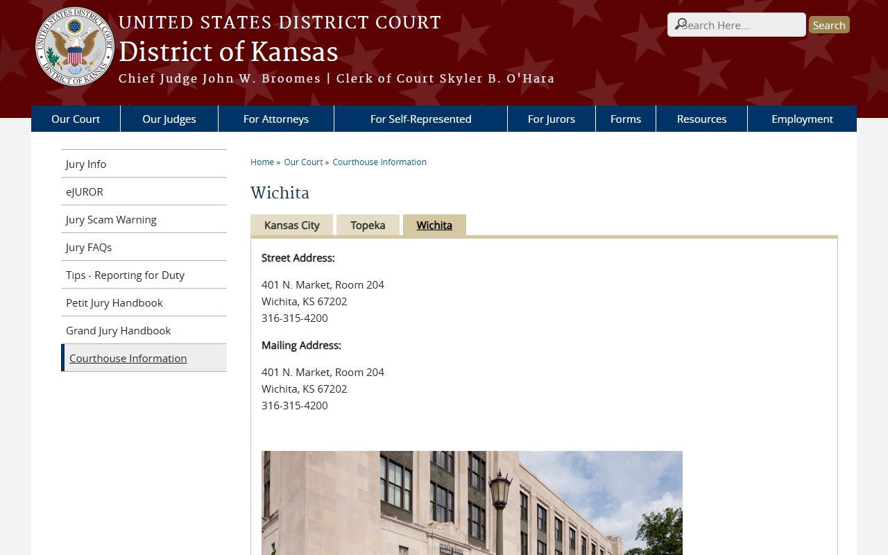 Harper County District Court records Wichita federal courthouse page