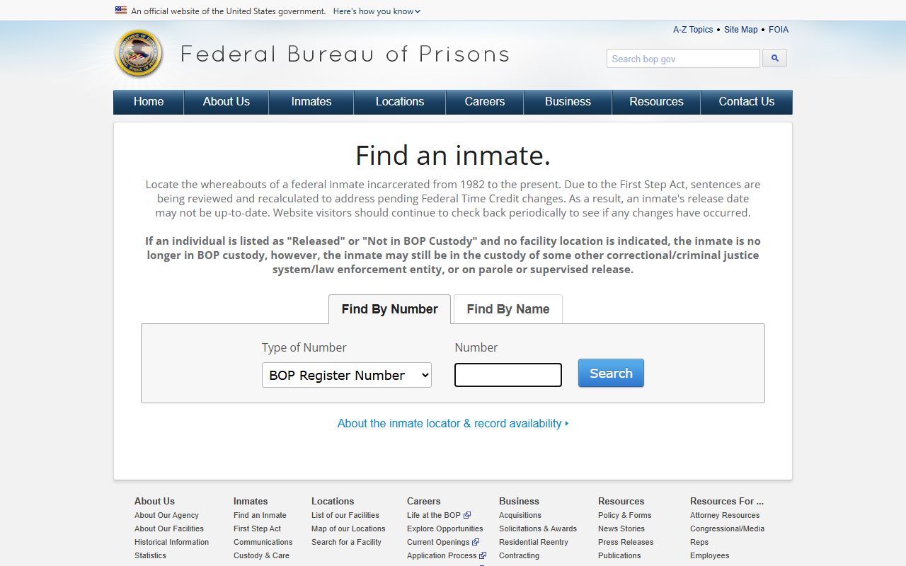 Harper County inmate search Federal Bureau of Prisons locator