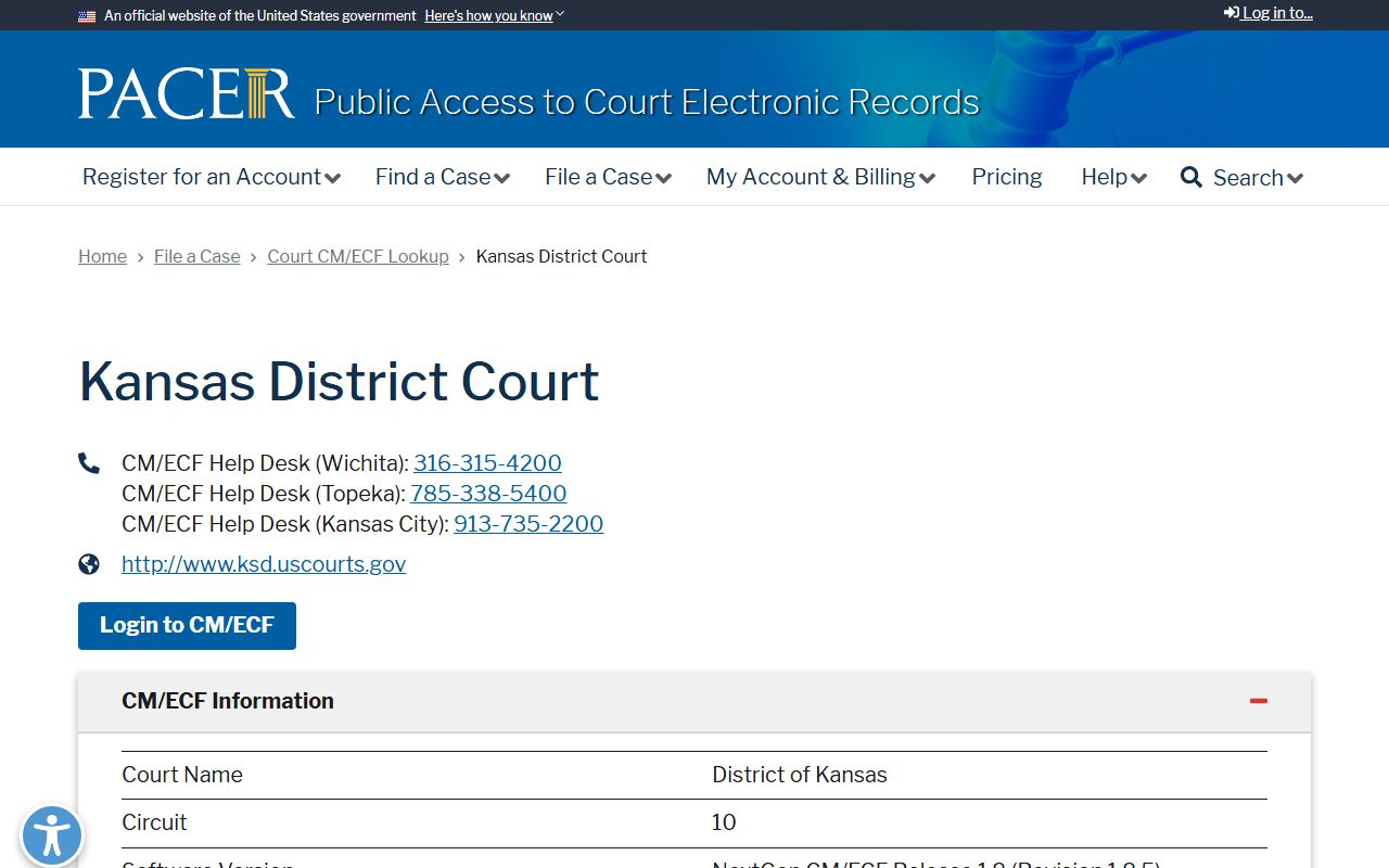Harper County probate records PACER CM ECF District of Kansas lookup