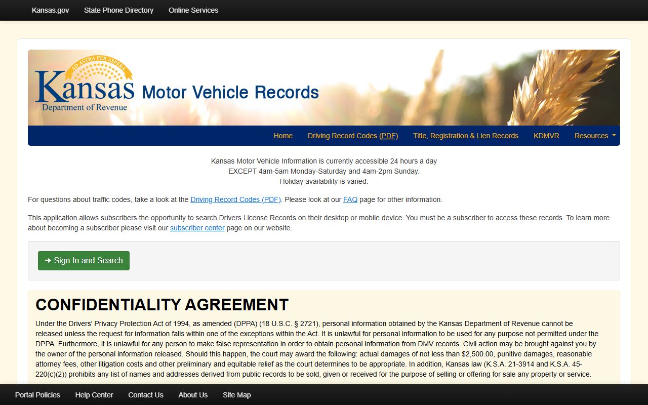 Harper County traffic court records Kansas motor vehicle records portal
