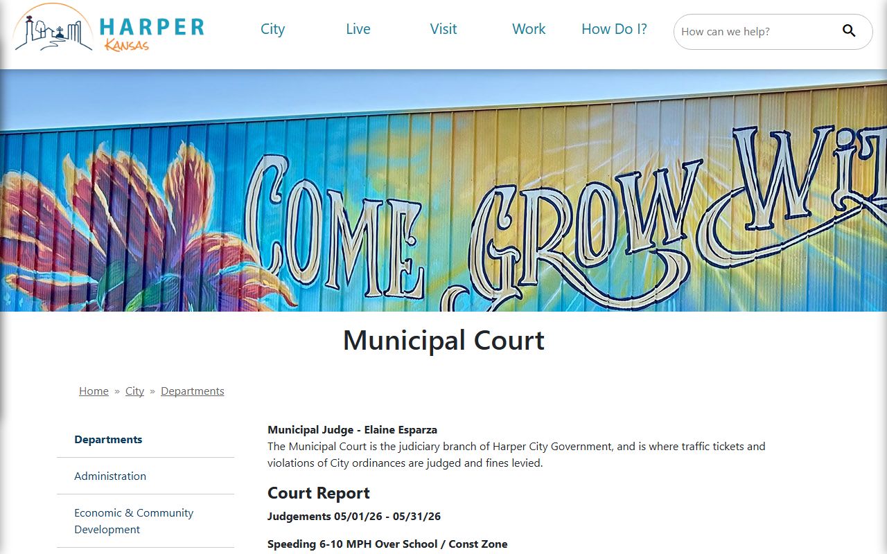 Harper County traffic court records Harper Municipal Court source